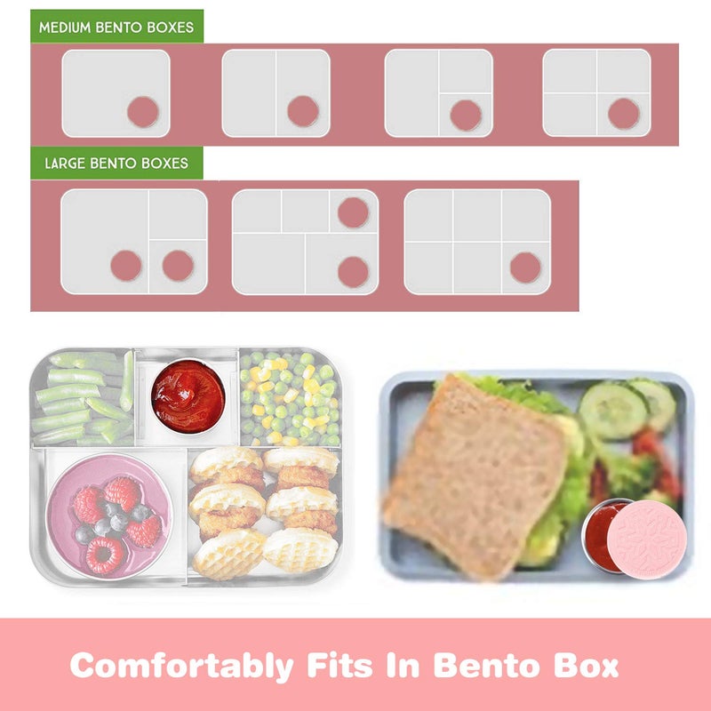 LALASTAR Salad Dressing Containers Set, Small Condiment Containers with Silicone Lids, Leakproof & Reusable for Condiments, Snacks, Dipping Sauce, Stainless Steel, 4x1.6oz, Pink - Image 4
